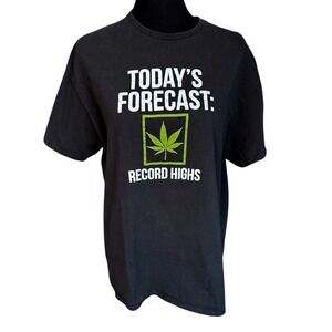 Record Highs Funny Graphic Black Tshirt, Weed, Skunk, Dank, Ganja, Herb, Large